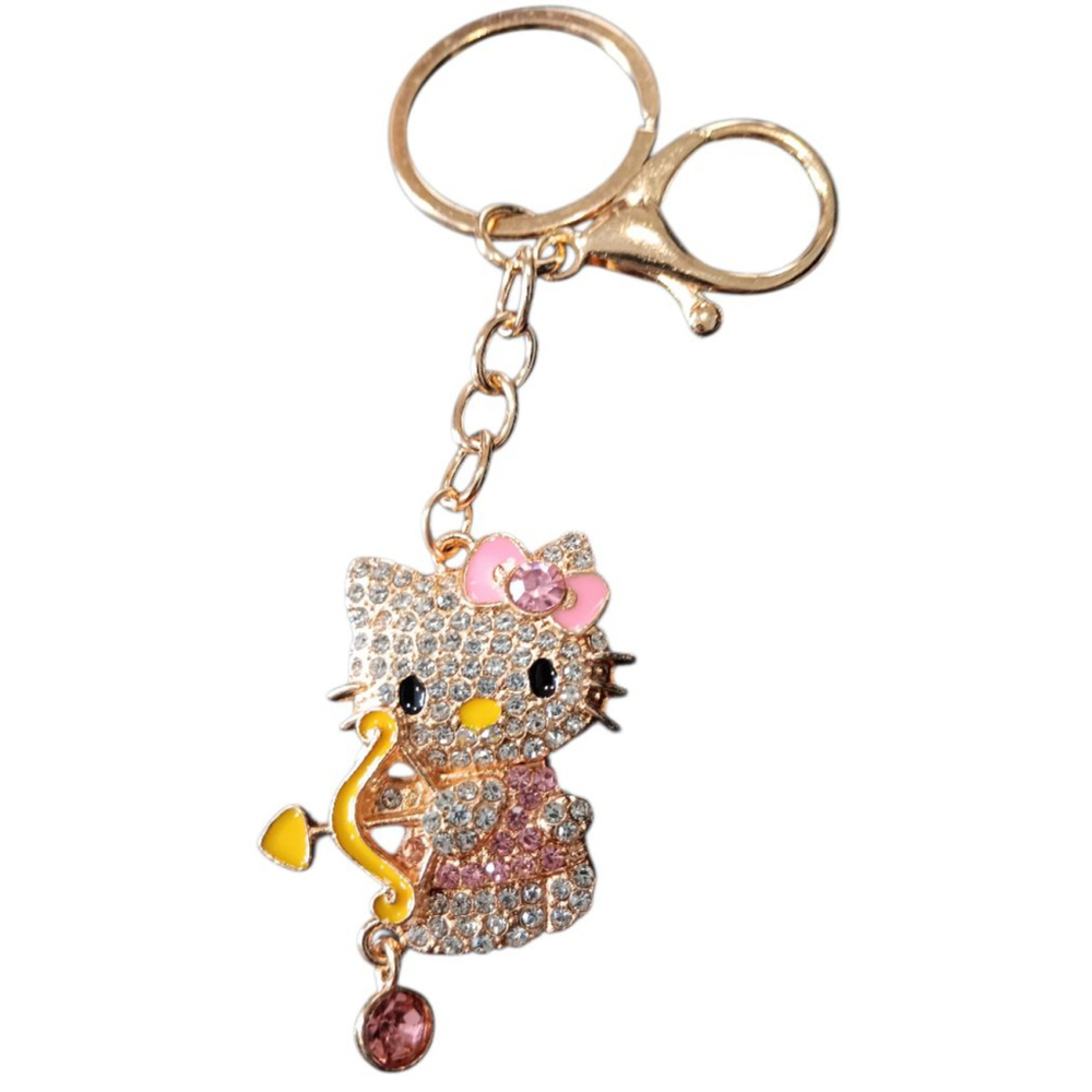 Hello Kitty Character Rhinestone Cupid Valentine’s Key Chain Purse Charm in Pink